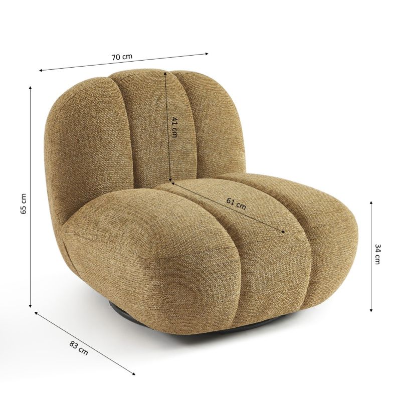 Fauteuil rotatif GEMI 1 place tissu chenille jaune