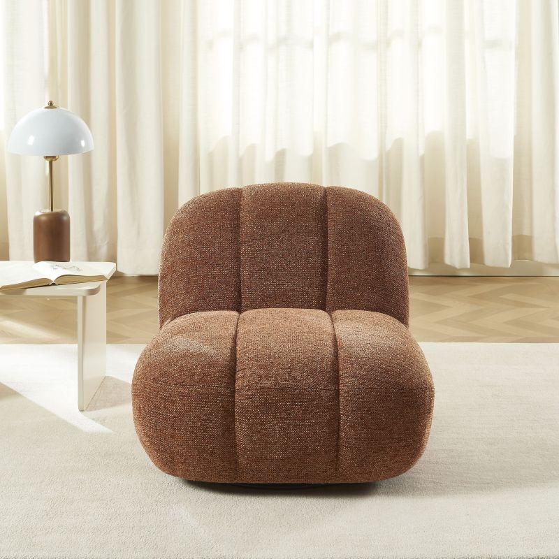 Fauteuil rotatif GEMI 1 place tissu chenille terracotta