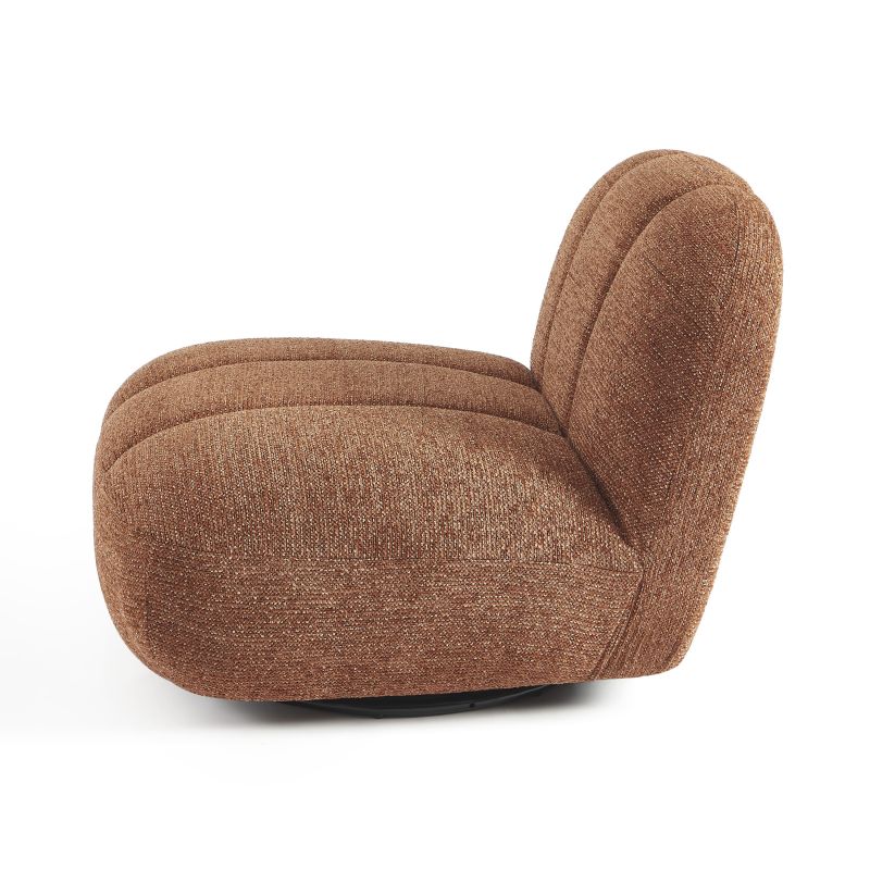 Fauteuil rotatif GEMI 1 place tissu chenille terracotta