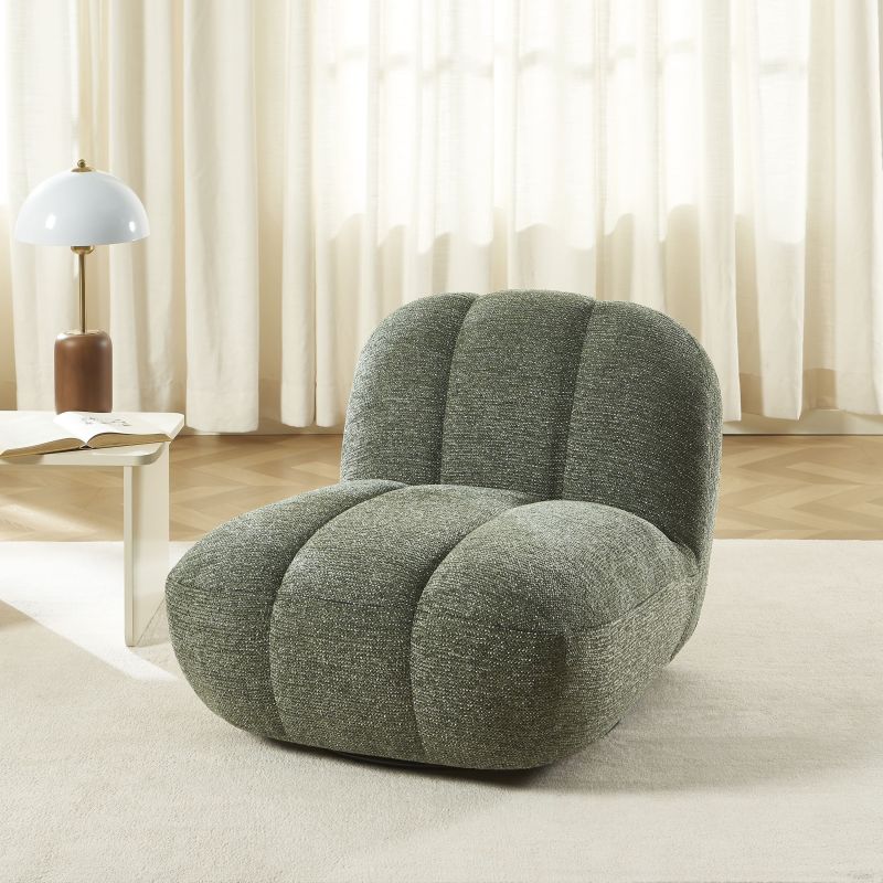 Fauteuil rotatif GEMI 1 place tissu chenille vert