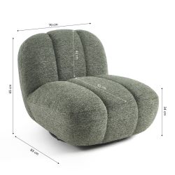 Fauteuil rotatif GEMI 1 place tissu chenille vert