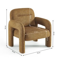 Fauteuil fixe BOLA 1 place tissu chenille jaune