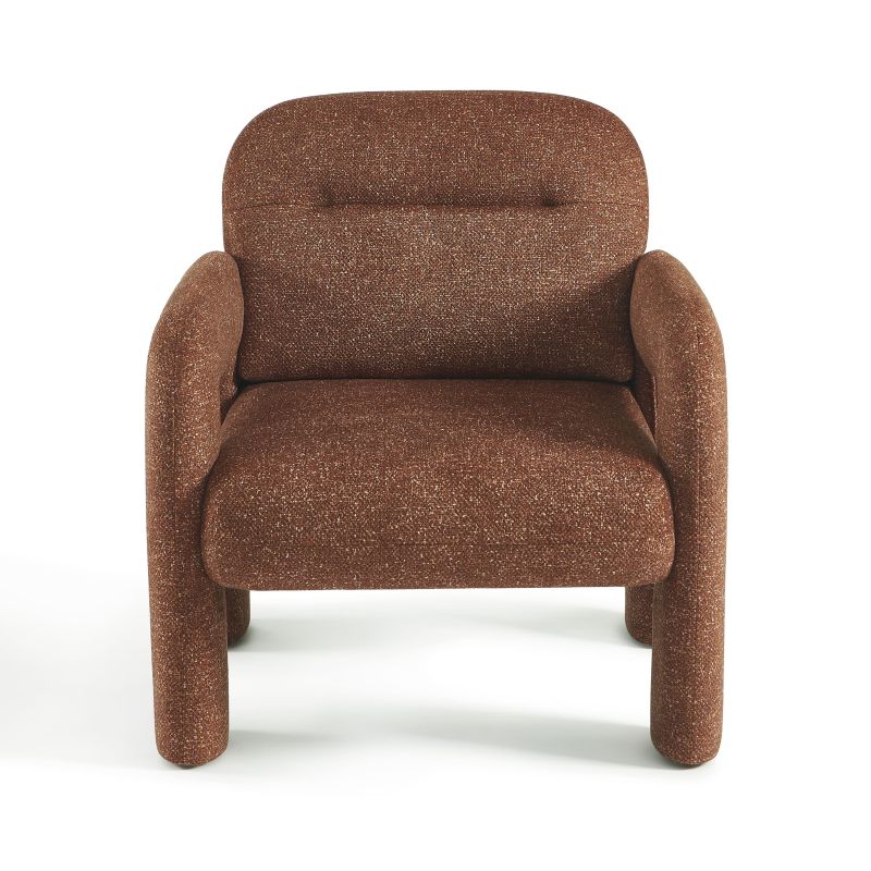 Fauteuil fixe BOLA 1 place tissu chenille terracotta