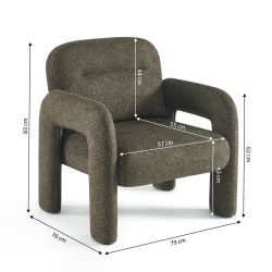 Fauteuil fixe BOLA 1 place tissu chenille vert
