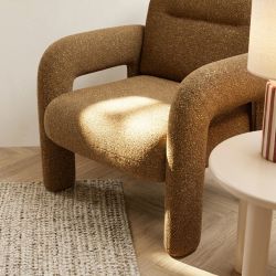 Fauteuil fixe BOLA 1 place tissu chenille jaune