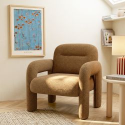 Fauteuil fixe BOLA 1 place tissu chenille jaune