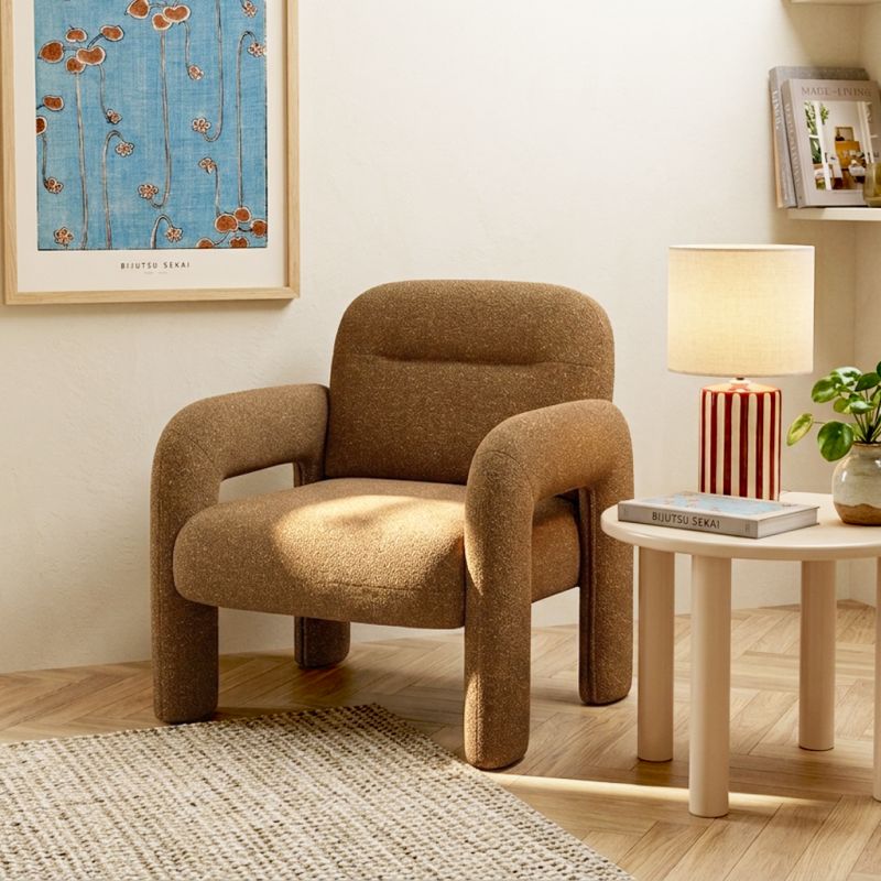 Fauteuil fixe BOLA 1 place tissu chenille jaune