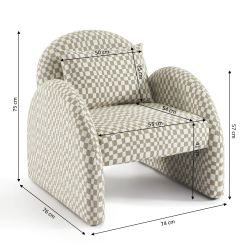 Fauteuil fixe COMA 1 place tissu chenille beige