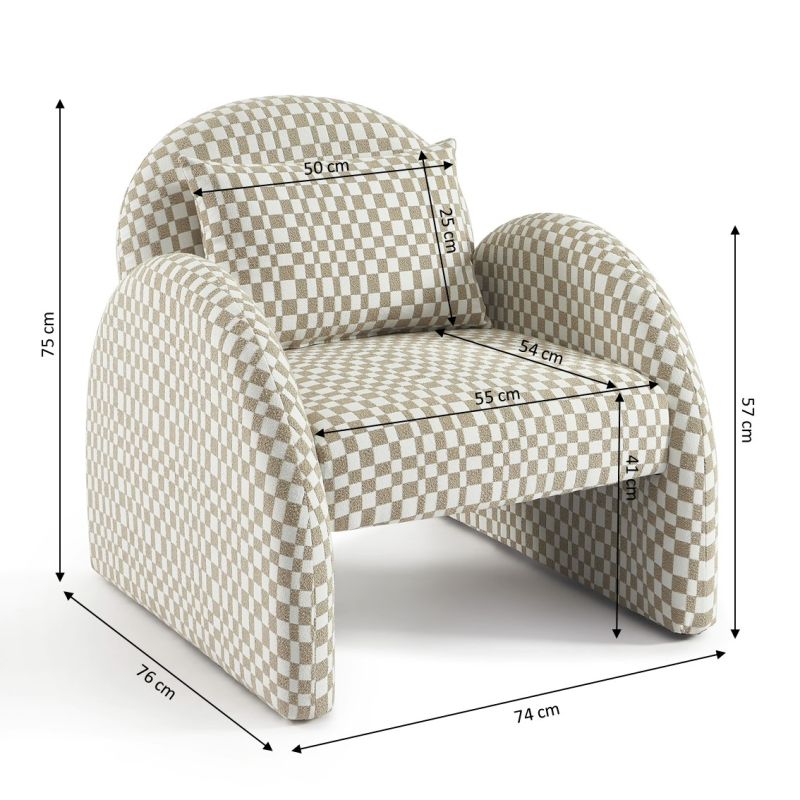 Fauteuil fixe COMA 1 place tissu chenille beige