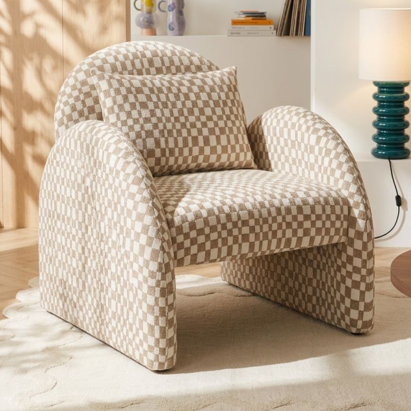 Fauteuil fixe COMA 1 place tissu chenille beige