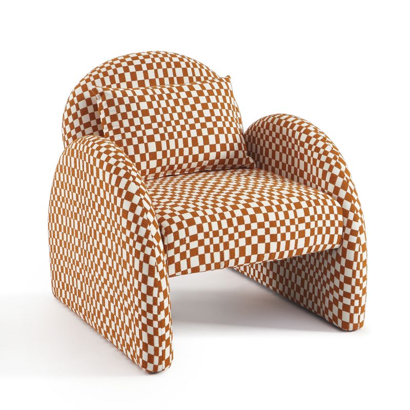 Fauteuil fixe COMA 1 place tissu chenille terracotta