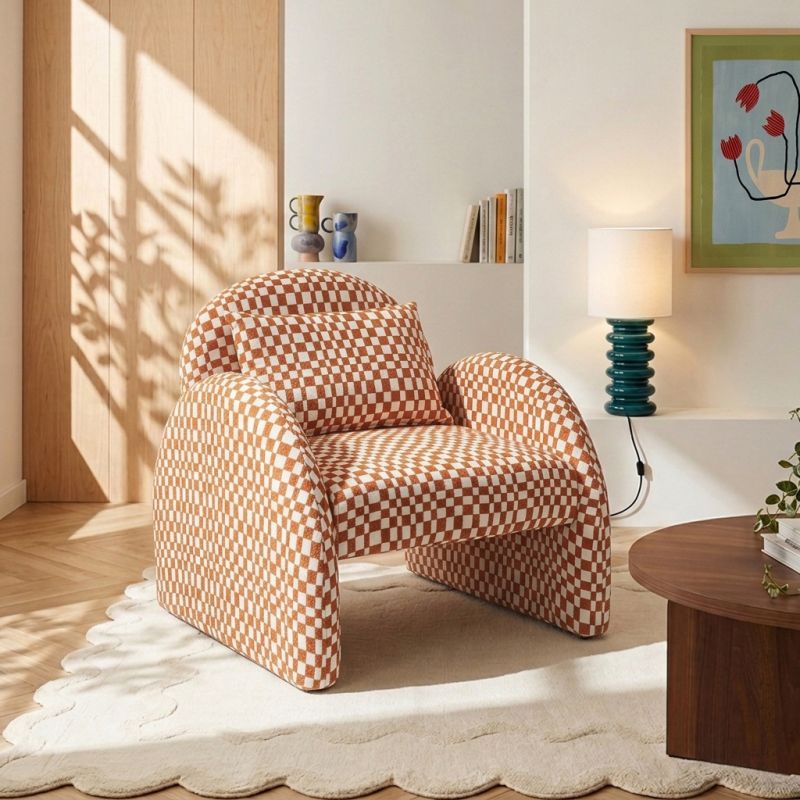 Fauteuil fixe COMA 1 place tissu chenille terracotta