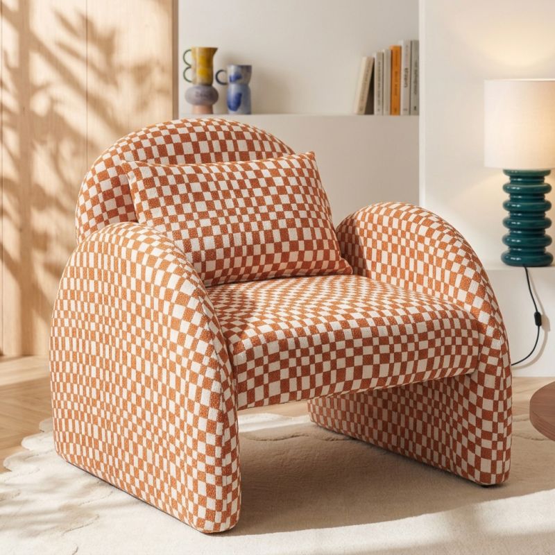 Fauteuil fixe COMA 1 place tissu chenille terracotta