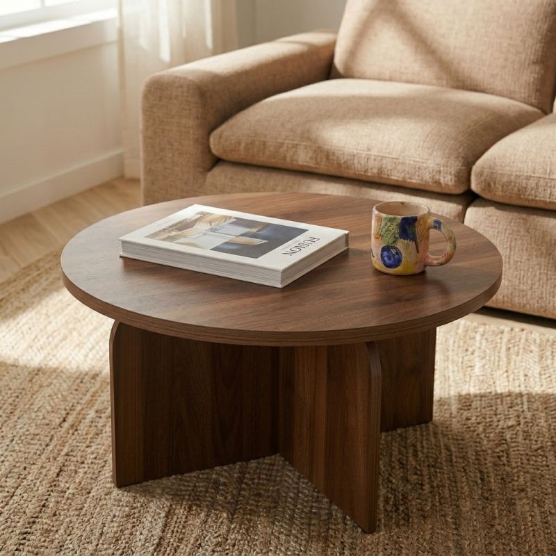Table basse LILA effet noyer 80cm