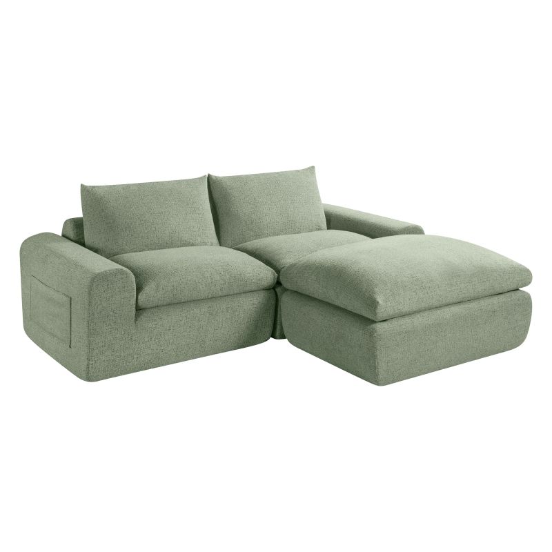 Pouf compressé MEKA 1 place tissu chenille marron