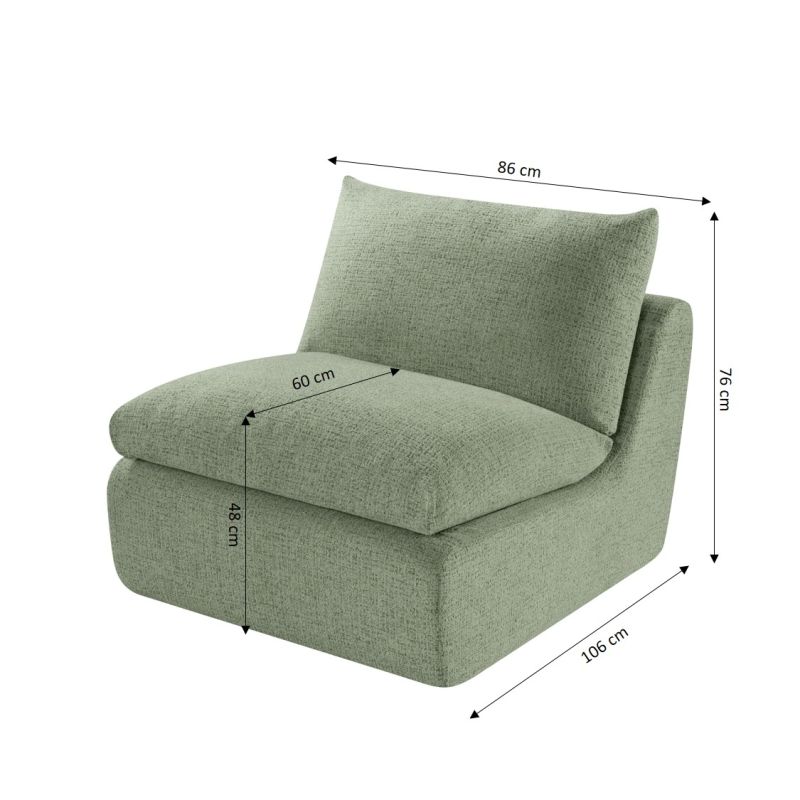 Chauffeuse compressée MEKA 1 place tissu chenille vert