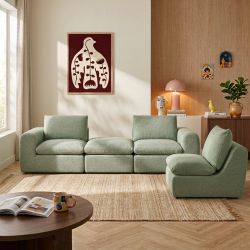 Chauffeuse compressée MEKA 1 place tissu chenille vert