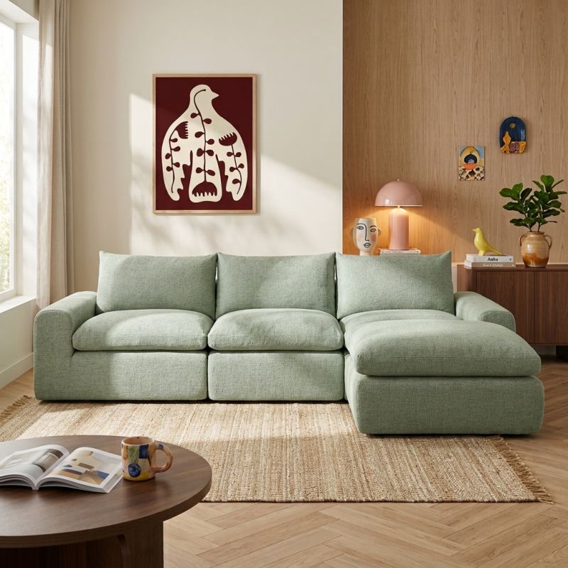 Chauffeuse compressée MEKA 1 place tissu chenille vert