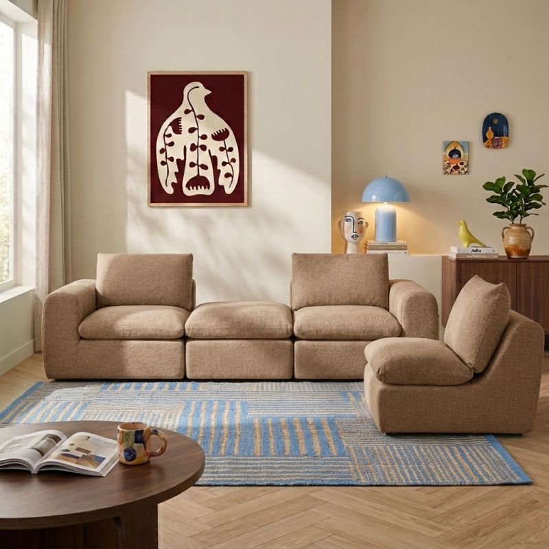 Chauffeuse compressée MEKA 1 place tissu chenille marron