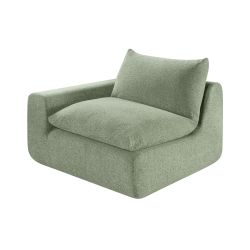 Canapé droit modulable compressé MEKA 3 places tissu chenille vert