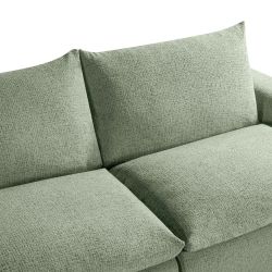 Canapé droit modulable compressé MEKA 3 places tissu chenille vert
