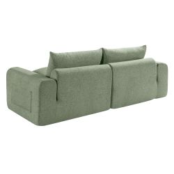 Canapé droit modulable compressé MEKA 3 places tissu chenille vert