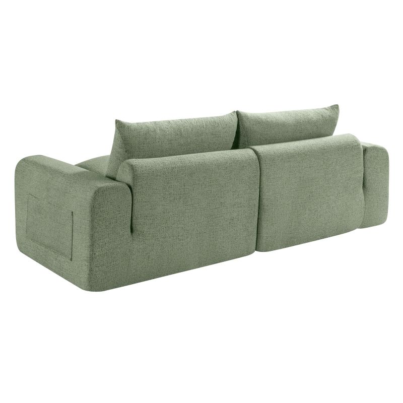 Canapé droit modulable compressé MEKA 3 places tissu chenille vert