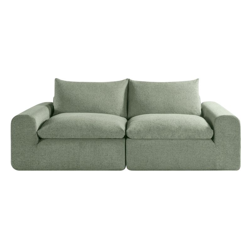 Canapé droit modulable compressé MEKA 3 places tissu chenille vert