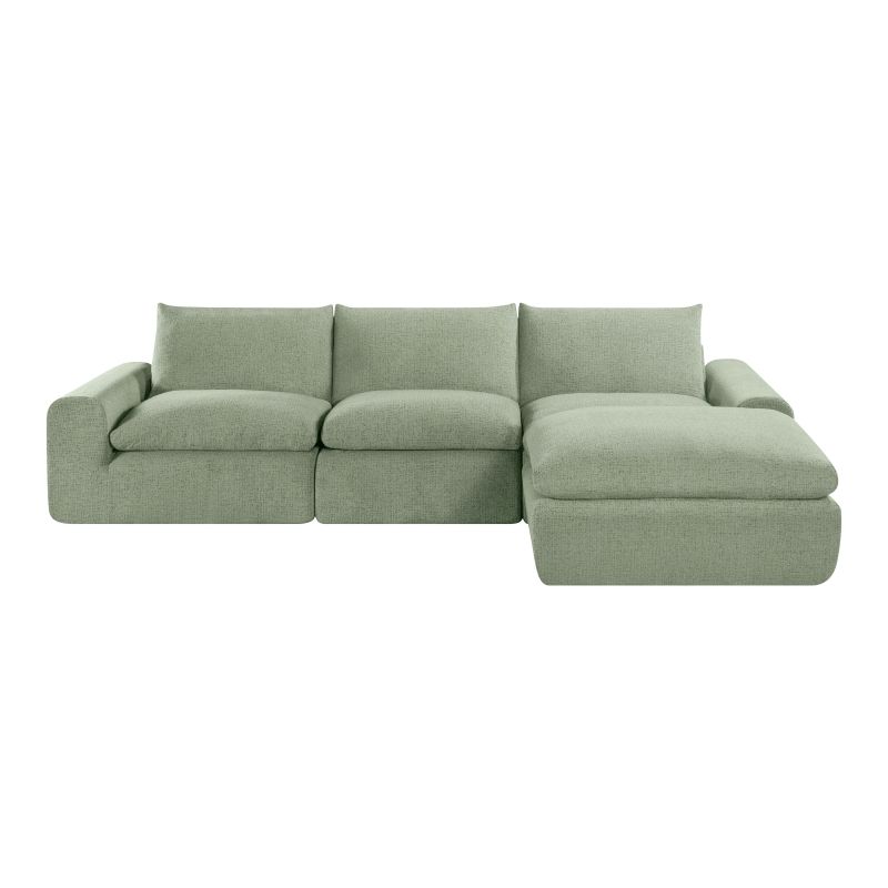 Canapé droit modulable compressé MEKA 3 places tissu chenille vert