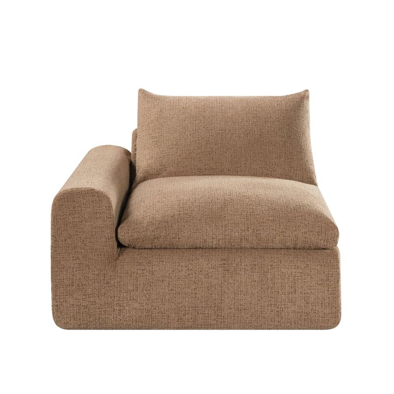 Canapé droit modulable compressé MEKA 3 places tissu chenille marron