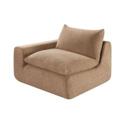 Canapé droit modulable compressé MEKA 3 places tissu chenille marron