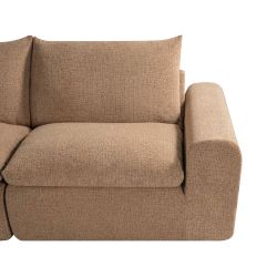 Canapé droit modulable compressé MEKA 3 places tissu chenille marron