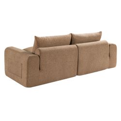 Canapé droit modulable compressé MEKA 3 places tissu chenille marron