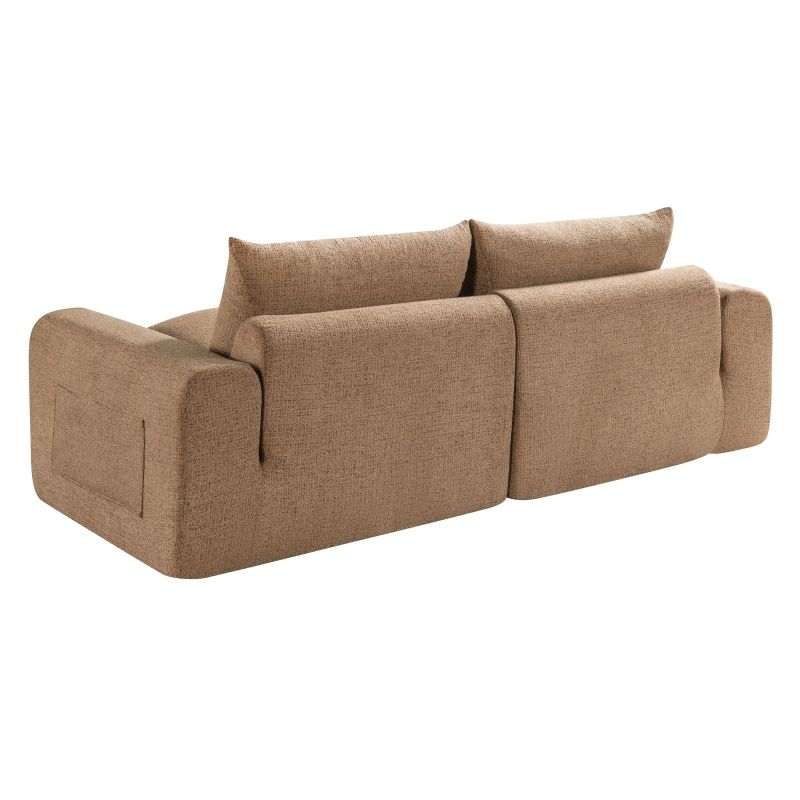 Canapé droit modulable compressé MEKA 3 places tissu chenille marron