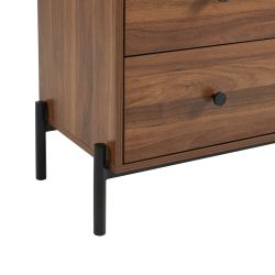 Commode SANA 3 tiroirs effet noyer et poignées noires