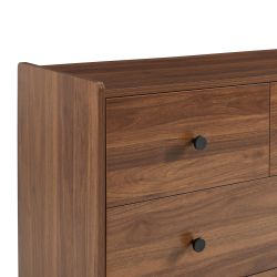 Commode SANA 3 tiroirs effet noyer et poignées noires