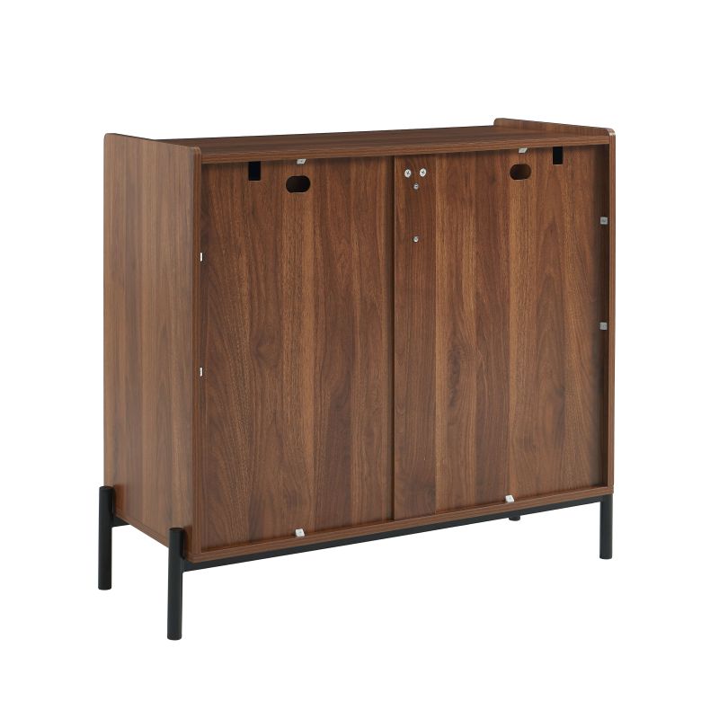 Commode SANA 3 tiroirs effet noyer et poignées noires