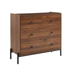 Commode SANA 3 tiroirs effet noyer et poignées noires