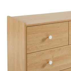 Commode SANA 3 tiroirs effet chêne et poignées blanches