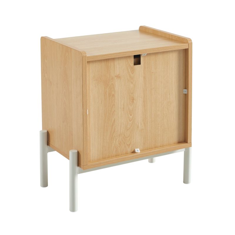 Table de chevet SANA effet chêne 1 tiroir et 1 poignée blanche