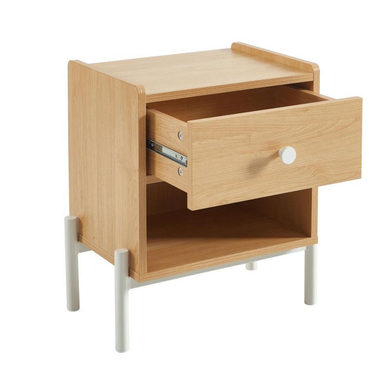 Table de chevet SANA effet chêne 1 tiroir et 1 poignée blanche
