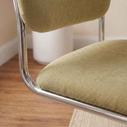 Lot de 2 chaises SELA tissu vert et pieds métal