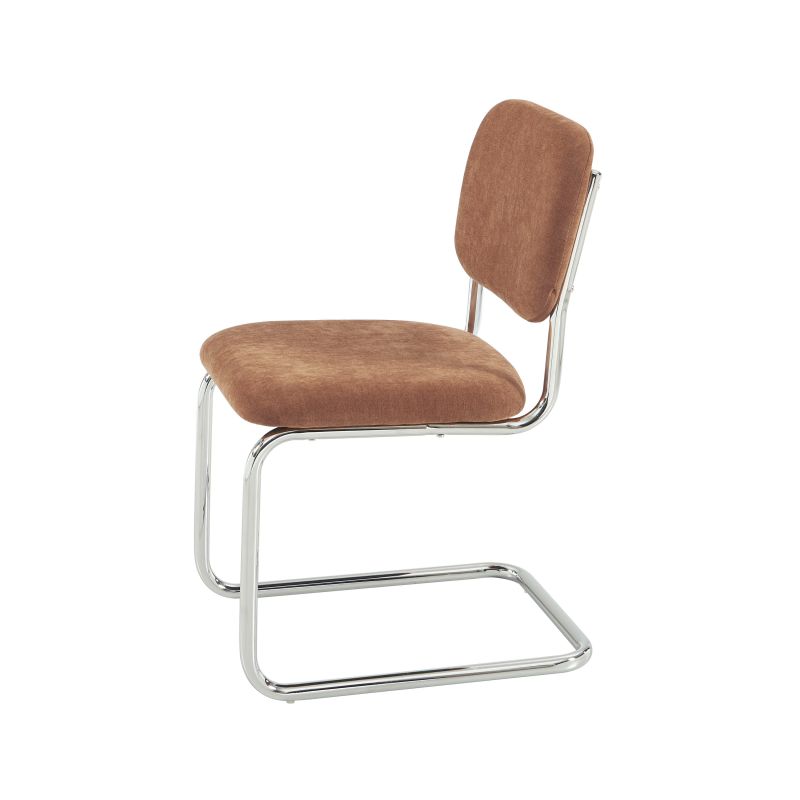 Lot de 2 chaises SELA tissu marron et pieds métal