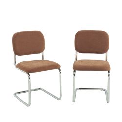 Lot de 2 chaises SELA tissu marron et pieds métal