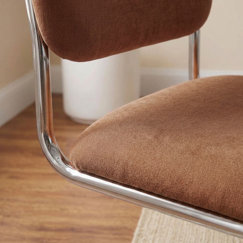 Lot de 2 chaises SELA tissu marron et pieds métal