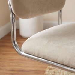 Lot de 2 chaises SELA tissu beige et pieds métal