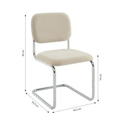 Lot de 2 chaises SELA tissu beige et pieds métal