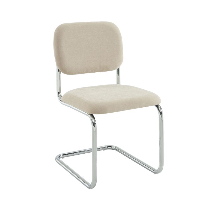 Lot de 2 chaises SELA tissu beige et pieds métal