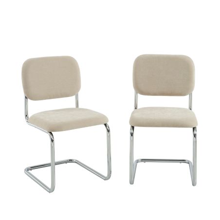 Lot de 2 chaises SELA tissu beige et pieds métal