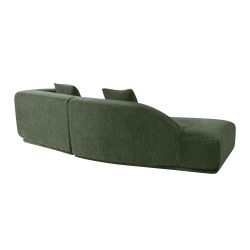 Canapé d'angle gauche compressé VENA 4 places tissu bouclette texturé vert